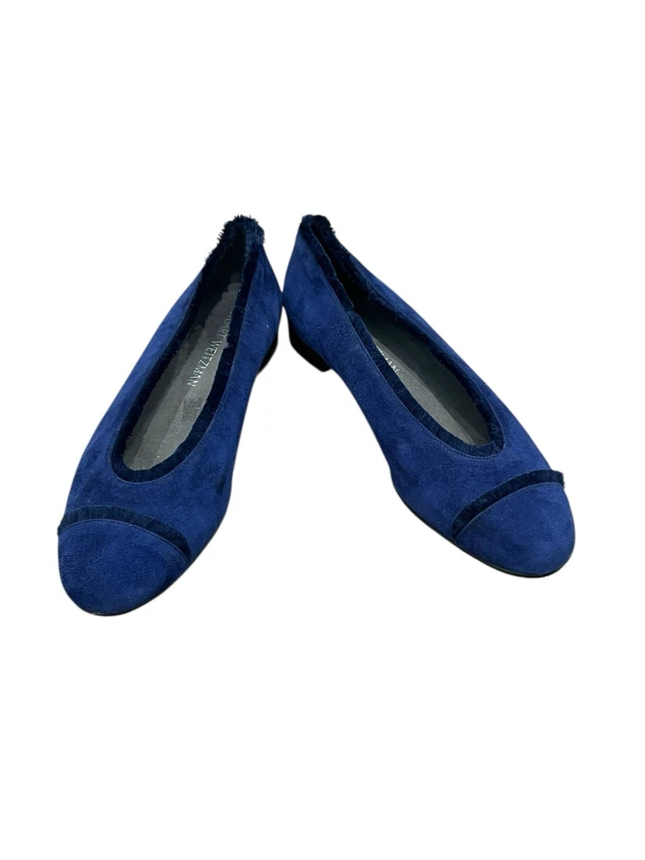 Stuart Weitzman Para Mujer Capitán Gamuza Ballet Pisos Gamuza Borde Azul Real 9 $395 Foto 4 de 4