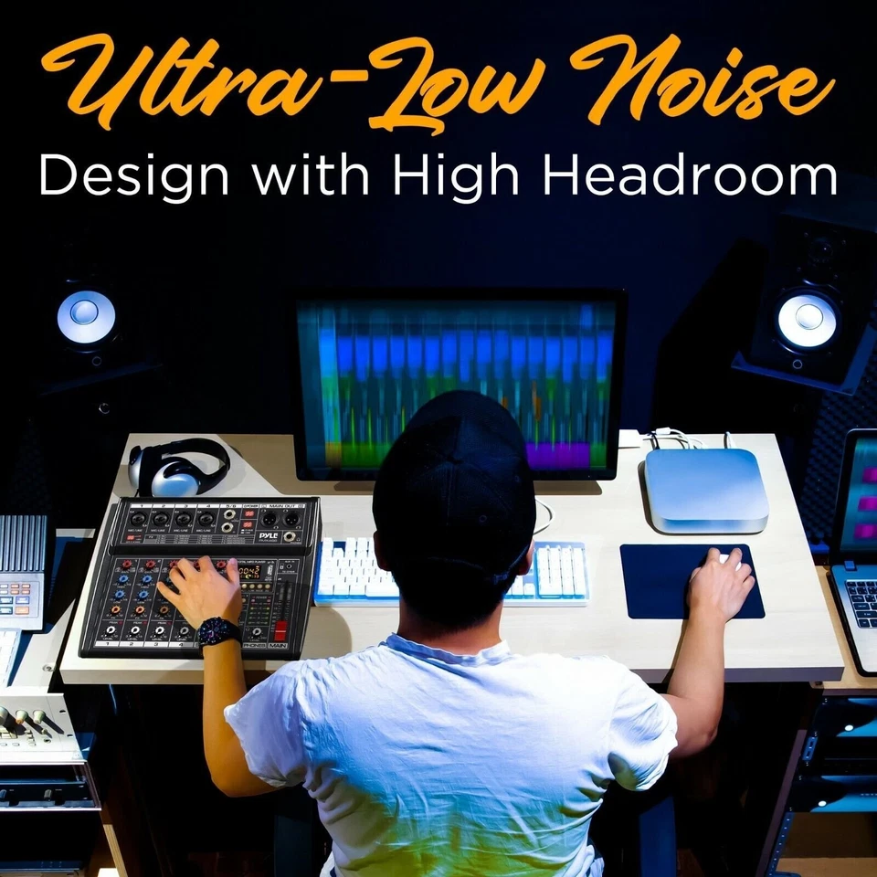 Pyle 6Ch Audio Interface Mixer for FOH w/ DSP 16 Preset Effects PMX466 - Image 3 of 4