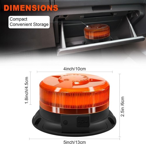 Wireless LED Beacon Light,Rechargeable Emergency Flashing Warning Amber - Picture 5 of 9