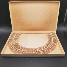 50's-60's Faux Pearl Beaded Collar In Neimam-Marcus Box. Made In Japan