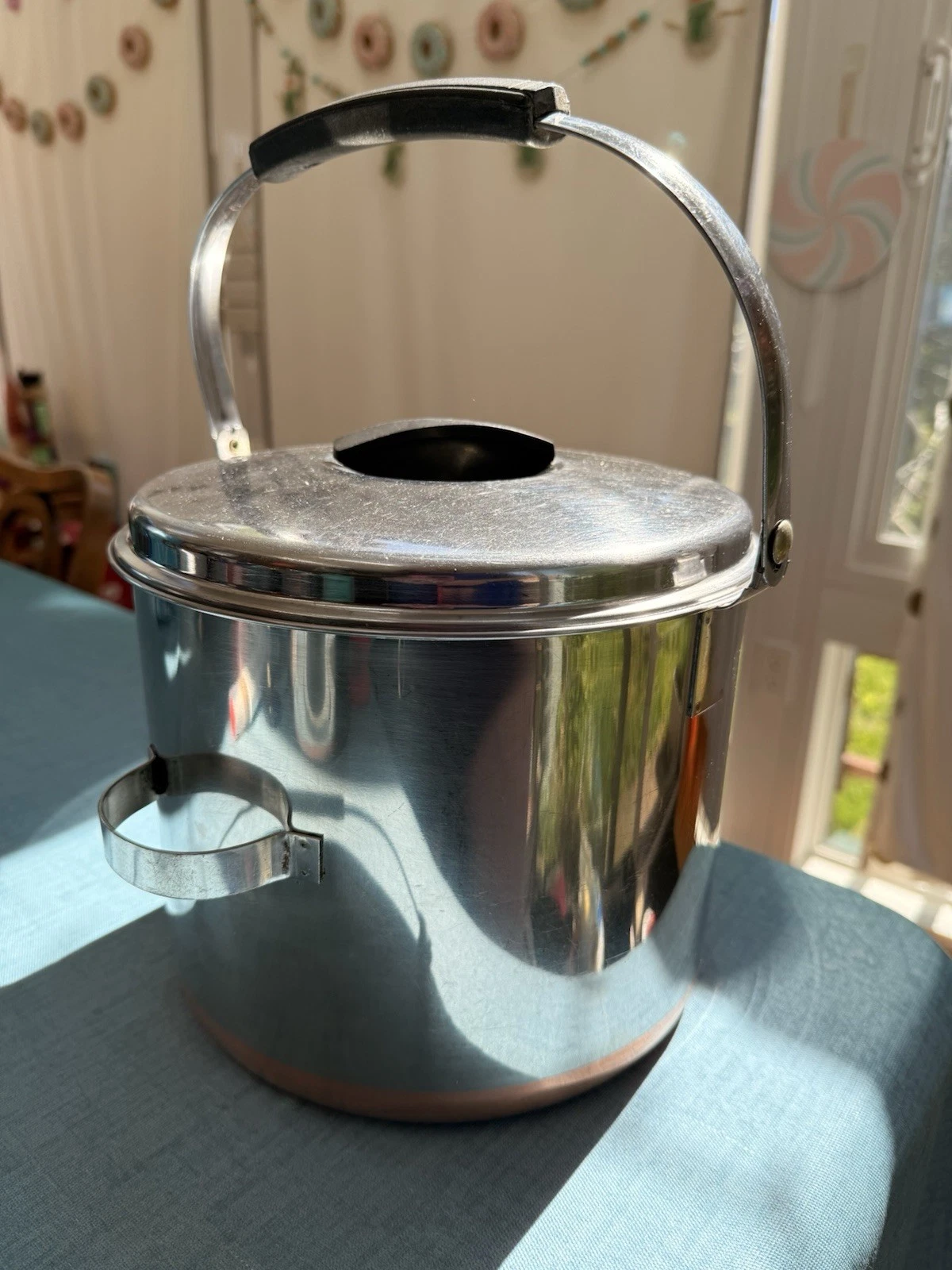 VTG Revere Ware Copper Bottom 8 Qt Stock Pot Pour Bail Handle W/Lid Bale EUC