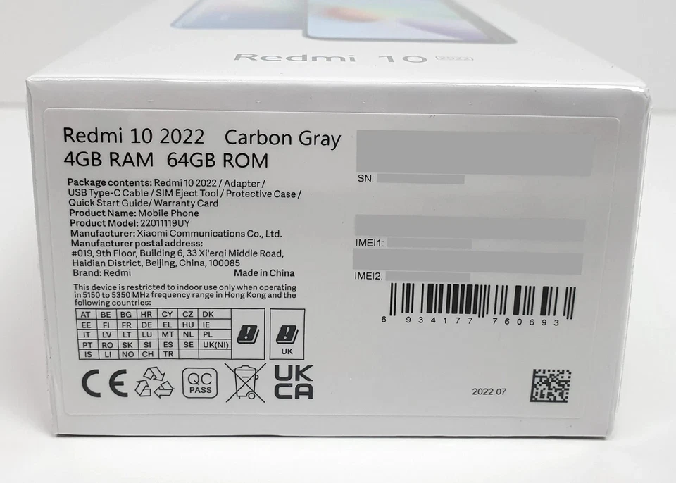 Xiaomi Redmi 10 (2022) - Smartphone 128GB, 4GB RAM, Dual Sim, Carbon Gray - Image 3 of 3