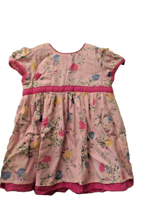 BABY GAP FACTORY STORE FLORAL PINK  12-18Mo. Ct. 100%/Lined-Back Buttoned Dress