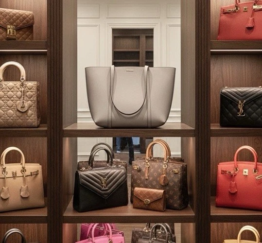 Bolso de Mano Clásico Gris Vince Camuto, Elegante Todo el Año Foto 2 de 4