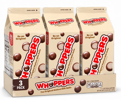 Whoppers Malted Milk Balls Candy, Carton 12 oz 3 pack