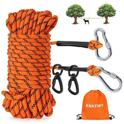 Dog Tie Out Cable for Camping 100ft, Dog Runner for Yard Hold up to 350lbs, P...