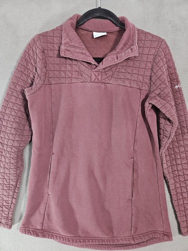 Columbia Womens Quilted Henley Sweatshirt Burgundy Brown Small - Picture 2 of 10