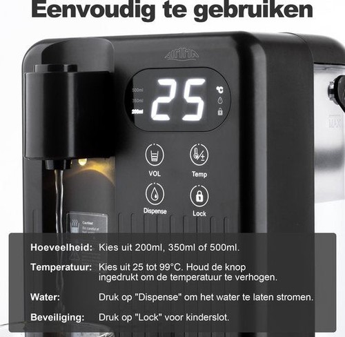 Heißwasserspender 3 Liter 2000W Wasserkocher Schwarz - Bild 6 von 7