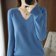 Cashmere V-Neck Long Sleeve Pullover Women's Cashmere Cardigan Sweater Soft NEW-