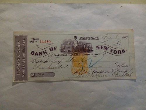 1869 Cancelled Check Lanman & Kemp Wholesale Druggists - Bank Of New York - Picture 6 of 14