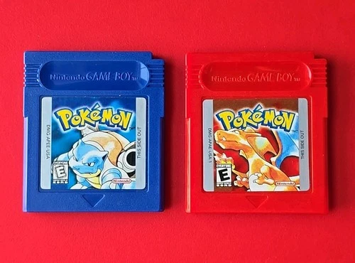 Game Boy Pokemon Blue Red Nintendo GB Original 1st Ed Lot 2 Authentic Saves