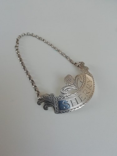 STERLING SILVER SHERRY TICKET/LABEL ROBERTS & BELK SHEFFIELD 1981 - Picture 14 of 20