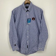Auburn Tigers Long Sleeve Button Shirt Men's M Blue New NWT Vesi Sportswear