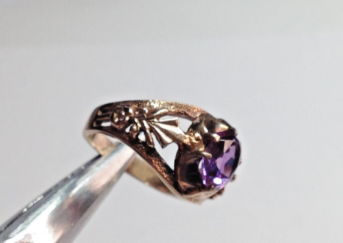 Vintage Unique Sterling Silver 875 Ring Alexandrite, Women's Jewelry Size 5.25 - Picture 4 of 5
