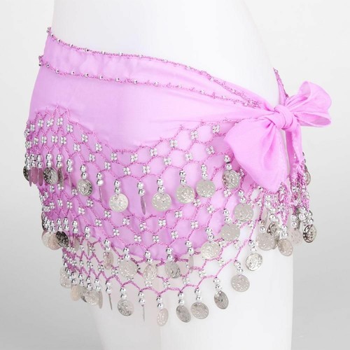 Chiffon Belly Dance Hip Scarf Wrap Belt Tribal Sash Skirt Silver Coins Costume - Bild 28 von 48