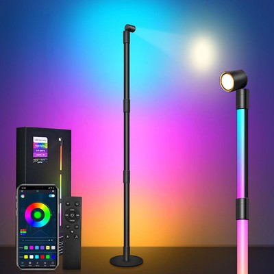 53'' Modern RGBIC LED Corner Floor Lamp Music Sync Color Changing Standing Lights