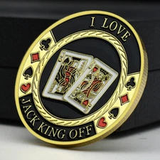 Texas Hold'em Poker Card-Guard Lucky Coin I Love Jack King Off Golden Chip Medal