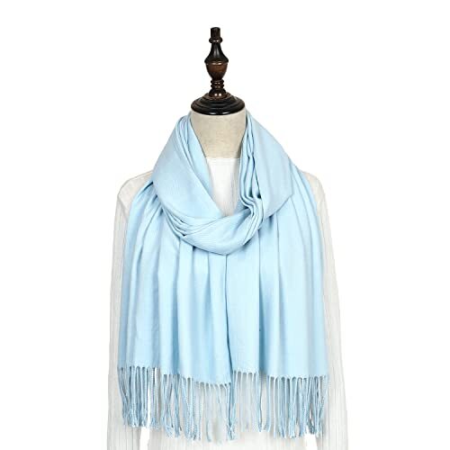 Women's Scarf Pashmina Shawls and Wraps for Evening Dress Light Blue - Bild 3 von 7