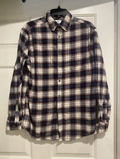 Croft & Barrow Flannel Button Down Shirt Men’s Medium Beige Multi Color B111