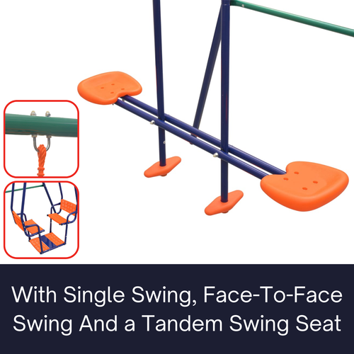 Kids Swing Set With 5 Seats Backyard Playground Metal A-Frame Outdoor Activity - Picture 9 of 13