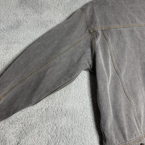 Vintage Mens L/XL Wrangler Rugged Wear Gray Denim Trucker Jean Jacket - Picture 15 of 15