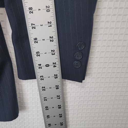 VTG Men's 2 Piece Black Pinstripe Suit Sz 38L-34x32 Adams Row Anderson-Little - Picture 6 of 24