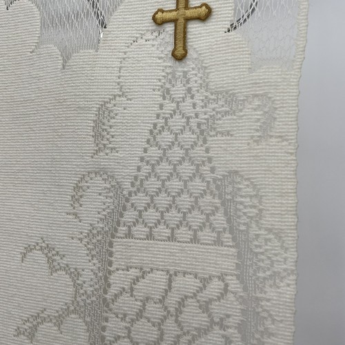Lace Church Scene Cross Tapestry Handmade 30” - Picture 4 of 7