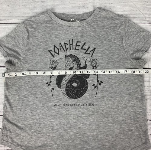 H&M Coachella Collection Festival Women’s Gray Crop Top T-shirt Size Medium M - Picture 5 of 7