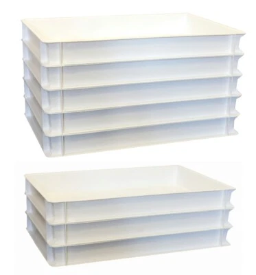 GASTLANDO 7 Stück Stapelkiste Pizzateigbehälter 60x40x7 cm weiß NEU