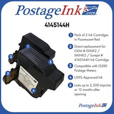 2 PostageInk.com ISINK2 / IMINK2  Sure.Jet # 4145144H Non-OEM Ink Cartridges RED