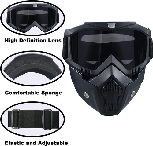 Paintball Mask Anti Fog, Full Face Tactical Mask Goggles Detachable for Black - Picture 5 of 7
