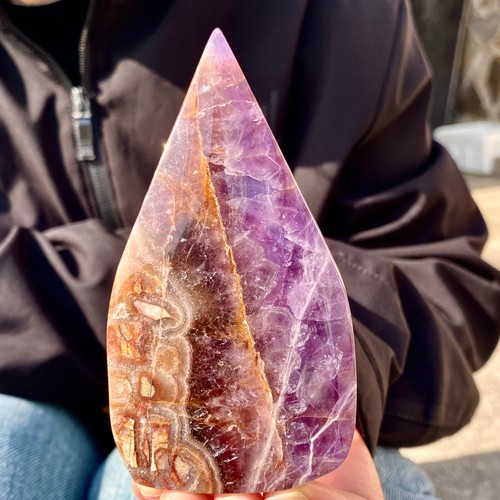 202G Natural striped amethyst Agate Crystal Free form vertical Reiki Energy - - Picture 11 of 17