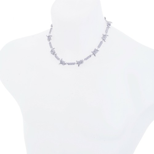 Hip Hop Silver Plated 18" 20" 24" Barbed Wire Choker CHAIN NECKLACE CSN 110 S - Picture 2 of 4