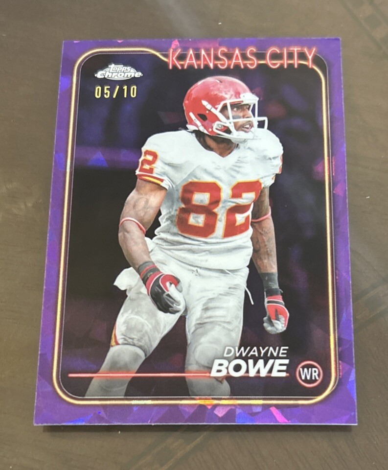 Dwayne Bowe 2024 Topps Chrome Sapphire #100  Purple Sapphire Chiefs  5/10