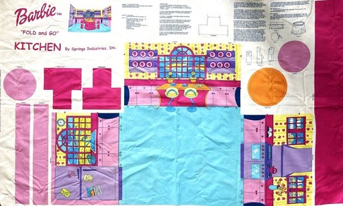 Barbie "Fold and Go" Kitchen Fabric Panel Springs Industries-Mattel 2001 - Picture 4 of 4
