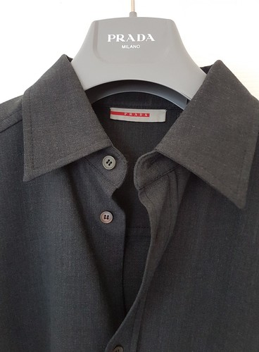 taglia uomo large Immacolato Rrp Prada Chic £ 295 a maniche Camicia lunghe da ZIwT0RIq