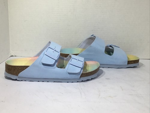 Birkenstock Womens Size 7 EU 38 Narrow Arizona Light Blue Slides Sandals Y23-123 - Picture 4 of 10