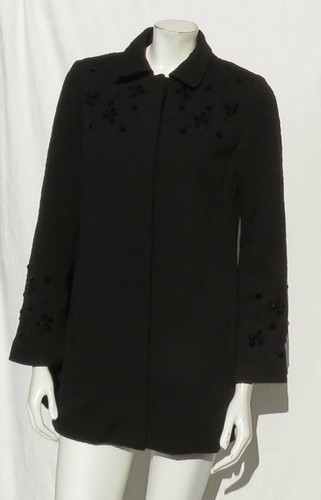 CHICO’S Black Beaded Textured Jacquard Knit Jacket Evening Holiday 0 US 4 6 S - Picture 2 of 5