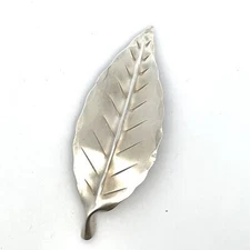 Vintage Stuart Nye Matte Finish Sterling Silver Leaf Brooch