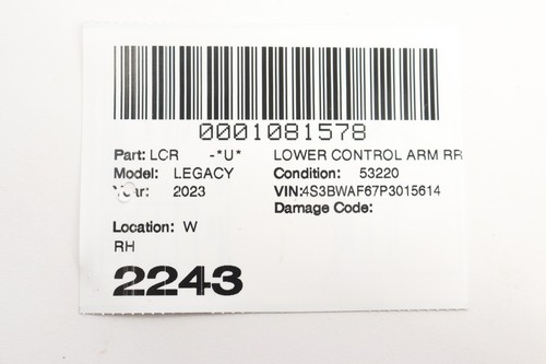 2020 - 2024 SUBARU LEGACY REAR RIGHT SIDE SUSPENSION CONTROL LATERAL ARM OEM - Foto 9 di 9