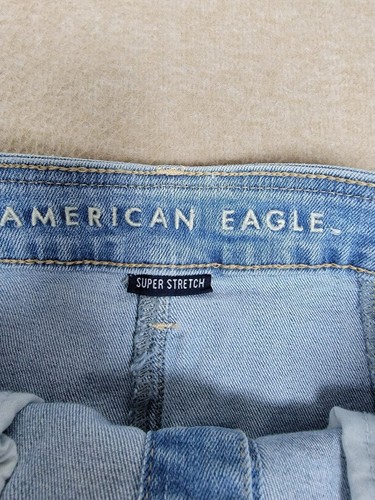 AMERICAN EAGLE Mujer Talla 2 Azul Elastizado Denim MINI Falda Botón Delantero - Imagen 2 de 7