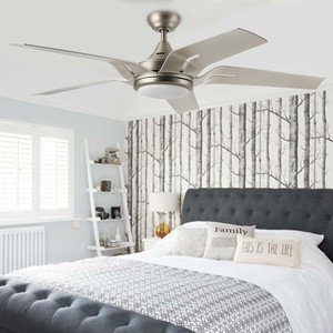 Details About 56 Inch Contemporary Ceiling Fan Brushed Nickel Led Light Kit Remote Control