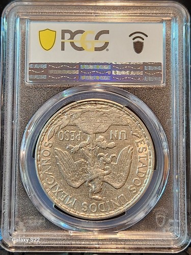 1910 Un Peso PCGS AU53 Mexico KM-453 Gold Shield Caballito Nice Luster (Pop 29) - Picture 4 of 7