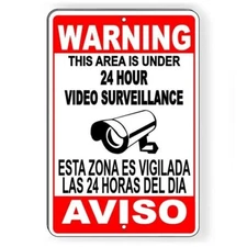 Spanish English Video Surveillance Camera Sign Metal Sign aviso security SH004