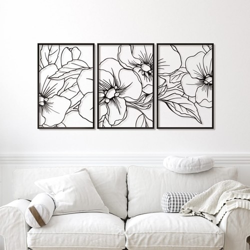 Vivegate Black Minimalist Floral Single Line Metal Wall Art Decor - 18"X12" 3... - Picture 8 of 8