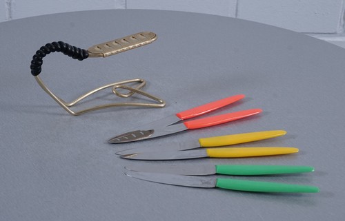 Juego de 6 cuchillos de fruta Fruit Knive en soporte inoxidable era rockabilly vintage (1) - Imagen 11 de 13