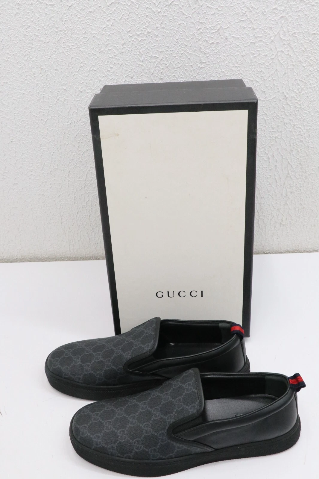 Baskets à enfiler pour hommes GUCCI Dublin GG noires supreme taille G 9/US 9,5/EU 43