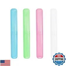 Quacc 4 PCS Plastic Toothbrush Storage Case Toothbrush Travel Case Portable B