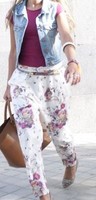 Zara Lookbook Cream Floral Baggy Trousers Size Xs Zara Lookbook Cream Floral Baggy Trousers Size Xs