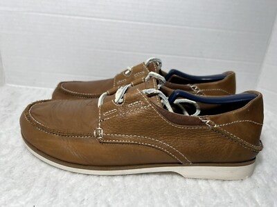 OluKai DEDE Moku Brown Leather MENS Lace-Up Moc Toe Boat  display picture 1